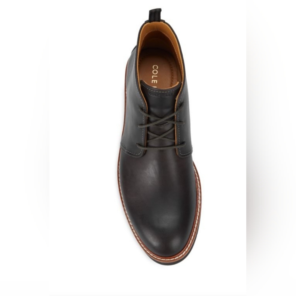 COLE HAAN MENS MORRIS BLACK LEATHER LACE UP CHUKKA BOOTS 8.5 - Picture 2 of 14